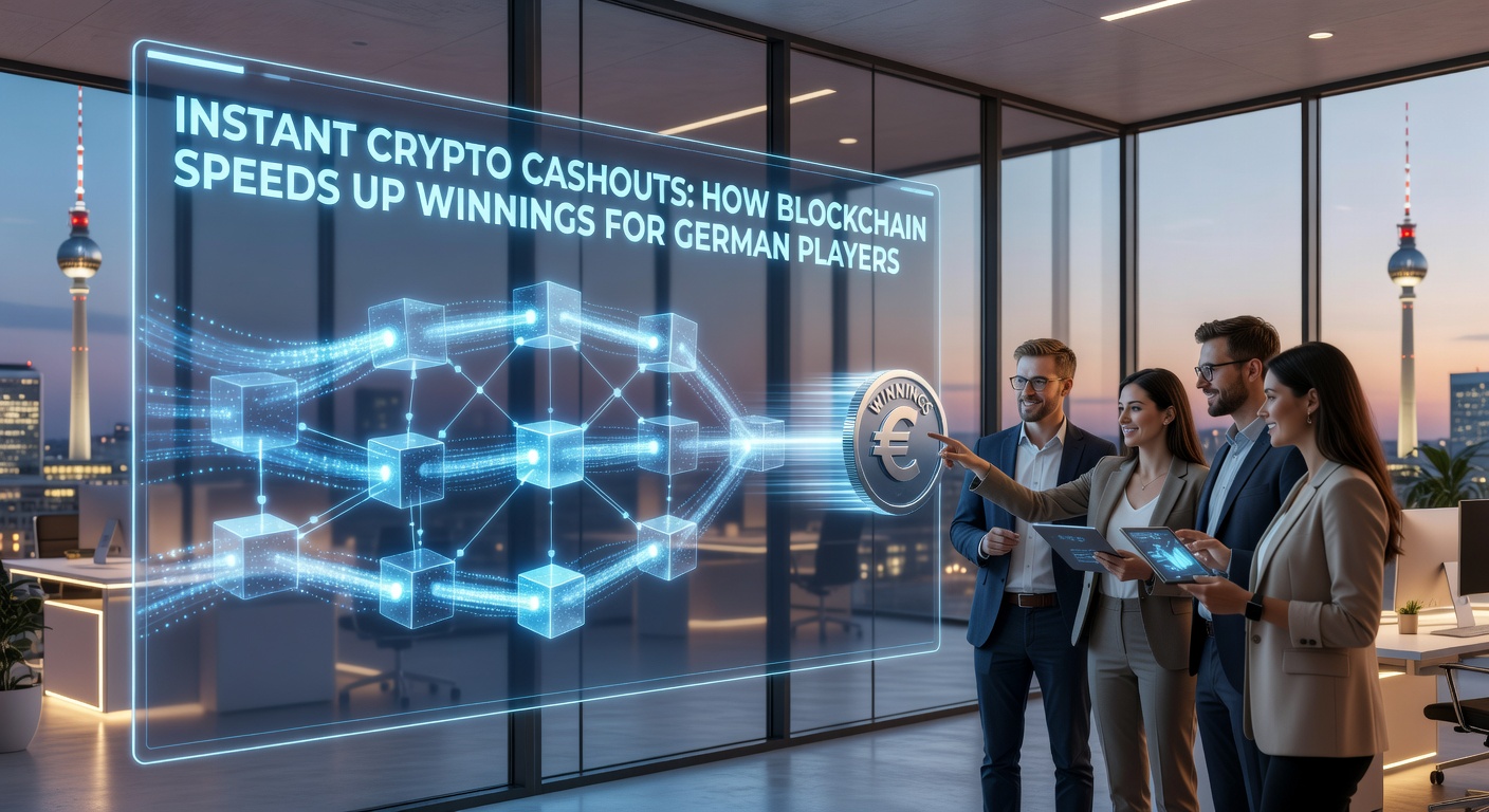 Darstellung einer Blockchain-Transaktion mit Blitzsymbolen, die die Geschwindigkeit von Krypto-Auszahlungen im Online-Glücksspiel illustriert